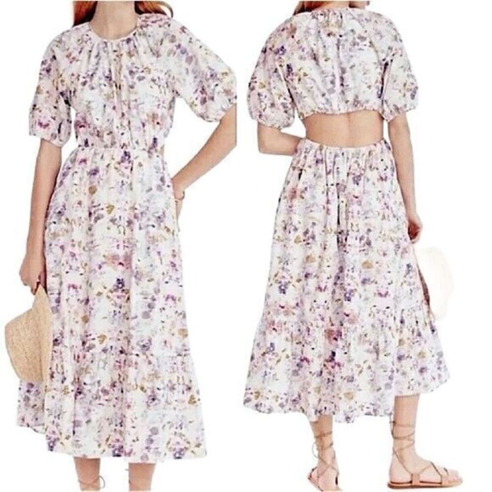 J. Crew x Flora Obscura Side-Cutout Dress in Kaleidoscope Floral NWOT